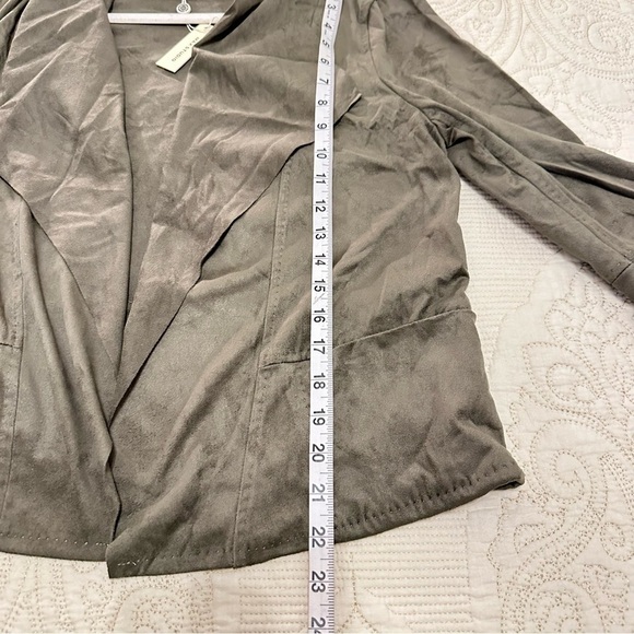 NWT Max Studio olive green faux suede open front relaxed jacket size L - Picture 10 of 10
